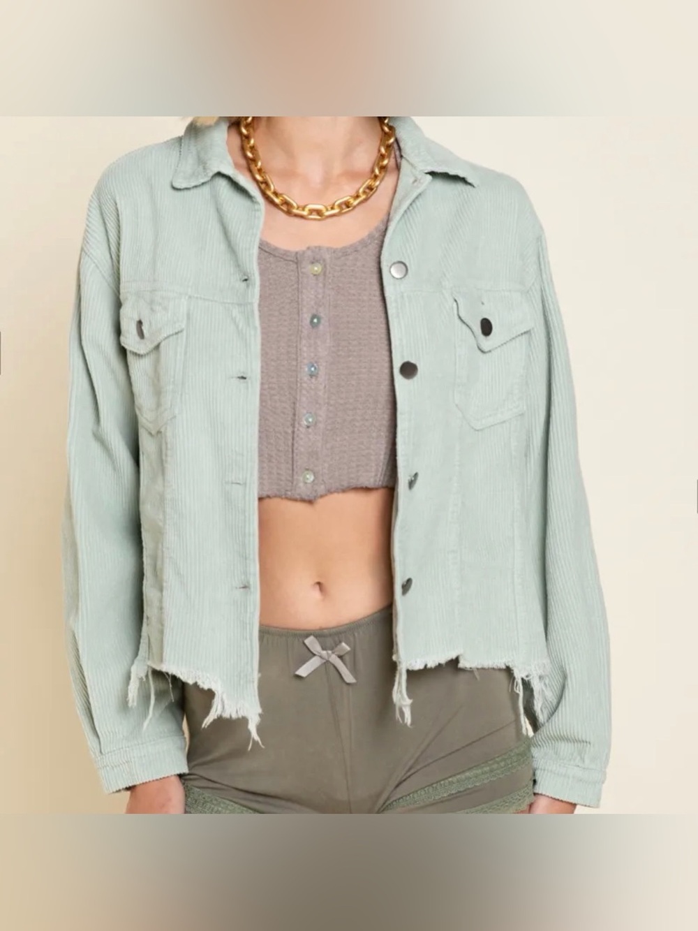 POL Button Down Corduroy Trucker Jacket